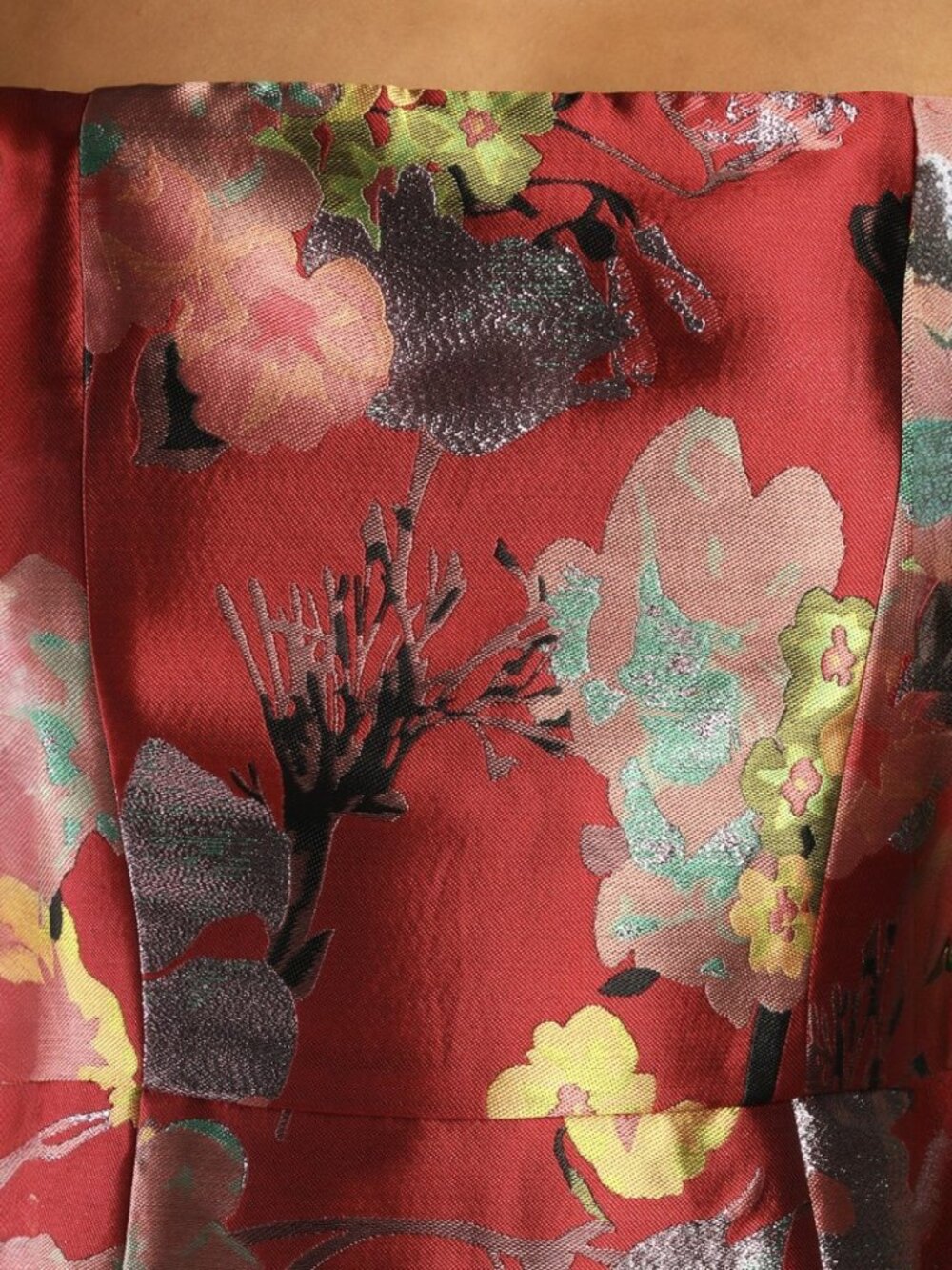 NWT Lulus So Stunning Red Multi Floral Jacquard Puff Sleeve Mini Dress (size XS) - Picture 5 of 8